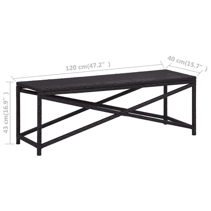 Casa si Gradina - Gradina si terasa - Mobilier exterior - Bancute de gradina - Banca de gradina, negru, 120 cm, poliratan - Infinity.ro