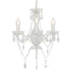 Casa si Gradina - Corpuri si surse de iluminat - Lustre si pendule - Candelabru cu margele, alb, rotund, 3 becuri E14 - Infinity.ro