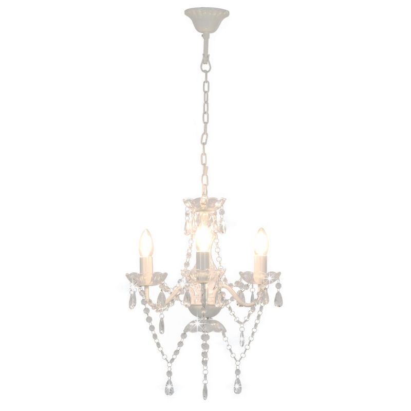 Casa si Gradina - Corpuri si surse de iluminat - Lustre si pendule - Candelabru cu margele, alb, rotund, 3 becuri E14 - Infinity.ro