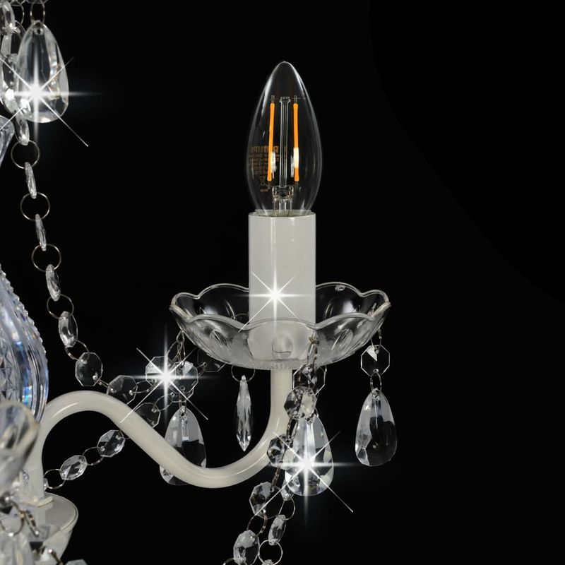 Casa si Gradina - Corpuri si surse de iluminat - Lustre si pendule - Candelabru cu margele, alb, rotund, 3 becuri E14 - Infinity.ro