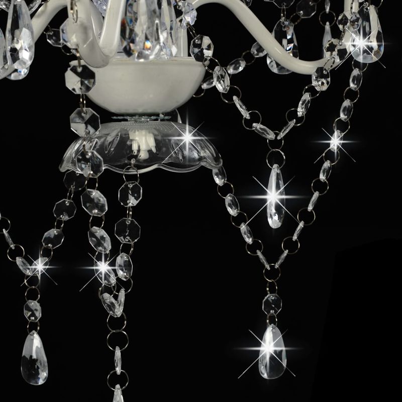 Casa si Gradina - Corpuri si surse de iluminat - Lustre si pendule - Candelabru cu margele, alb, rotund, 3 becuri E14 - Infinity.ro