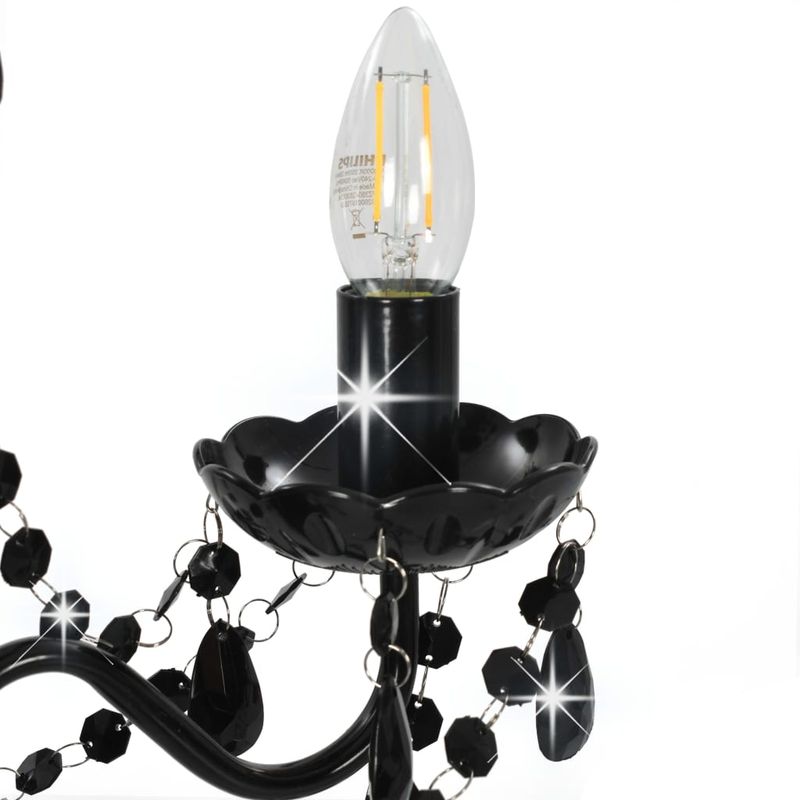Casa si Gradina - Corpuri si surse de iluminat - Veioze si lampi - Lampi de veghe - Candelabru cu margele, negru, rotund, 3 becuri E14 - Infinity.ro