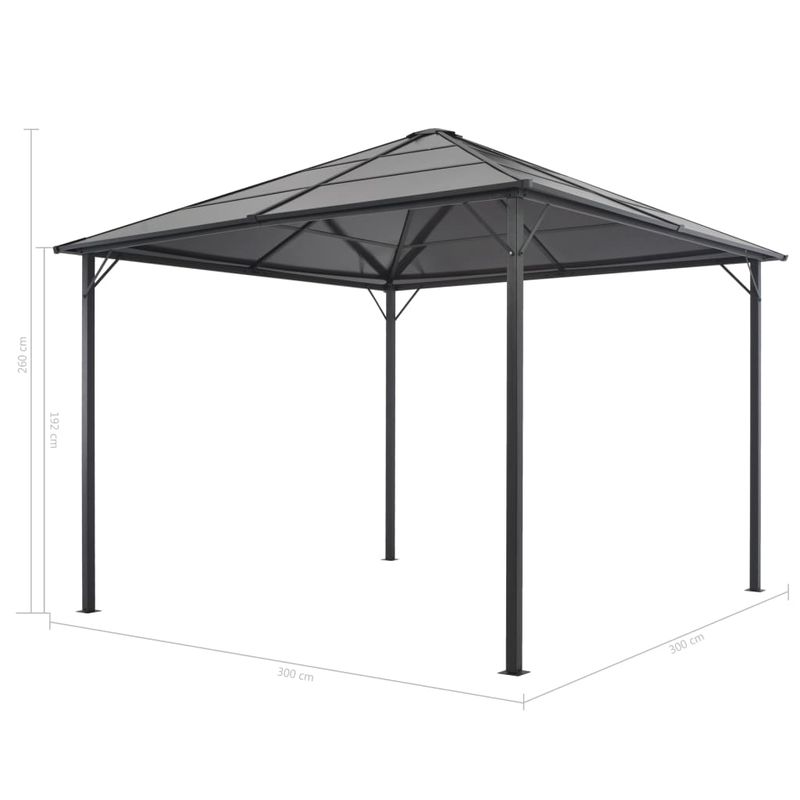 Casa si Gradina - Gradina si terasa - Umbrele si pavilioane - Pavilioane - Pavilion cu acoperis, negru, 3 x 3 m, aluminiu - Infinity.ro