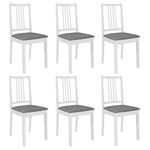Casa si Gradina - Mobilier - Scaune si fotolii - Scaune - Scaune de bucatarie cu perne, 6 buc., alb, lemn masiv - Infinity.ro