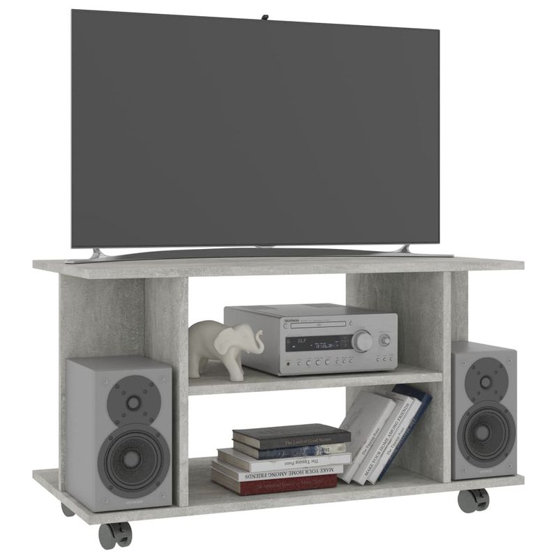 Casa si Gradina - Mobilier - Comode si corpuri - Comode - Comoda TV cu rotile, gri beton, 80 x 40 x 40 cm, PAL - Infinity.ro