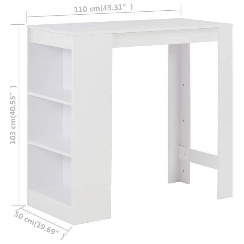 Casa si Gradina - Mobilier - Mese si birouri - Mese bucatarie si dining - Masa de bar cu raft, alb, 110 x 50 x 103 cm - Infinity.ro