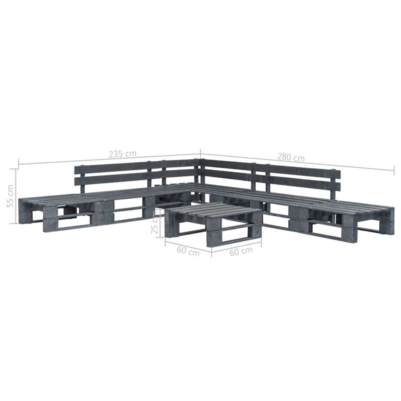 Casa si Gradina - Gradina si terasa - Mobilier exterior - Seturi mobila gradina - Set mobilier de gradina din paleti, 6 piese, gri, lemn - Infinity.ro