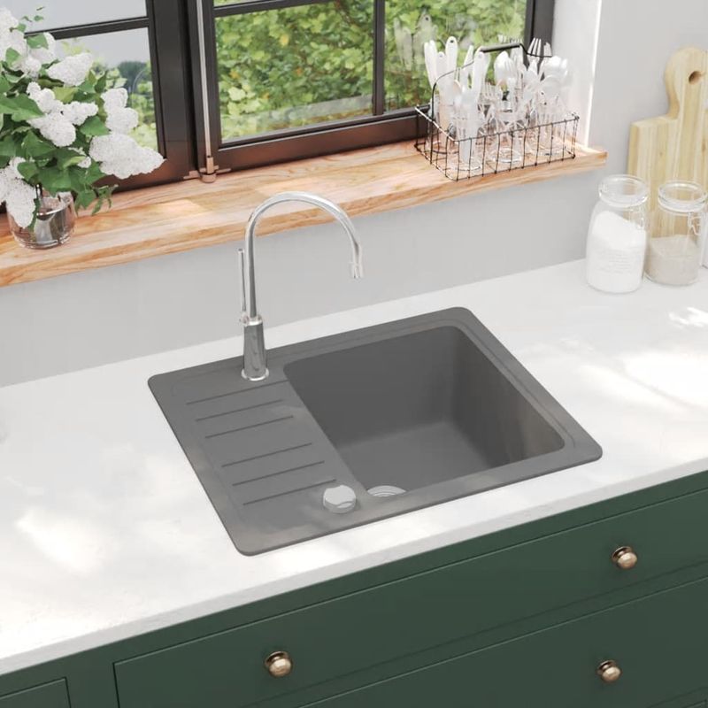 Casa si Gradina - Sanitare - Chiuveta bucatarie si accesorii - Chiuvete bucatarie - Chiuveta de bucatarie din granit cu o cuva, gri - Infinity.ro