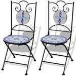 Casa si Gradina - Gradina si terasa - Mobilier exterior - Seturi mobila gradina - Set mobilier bistro, 3 piese, albastru/alb, placi ceramice - Infinity.ro