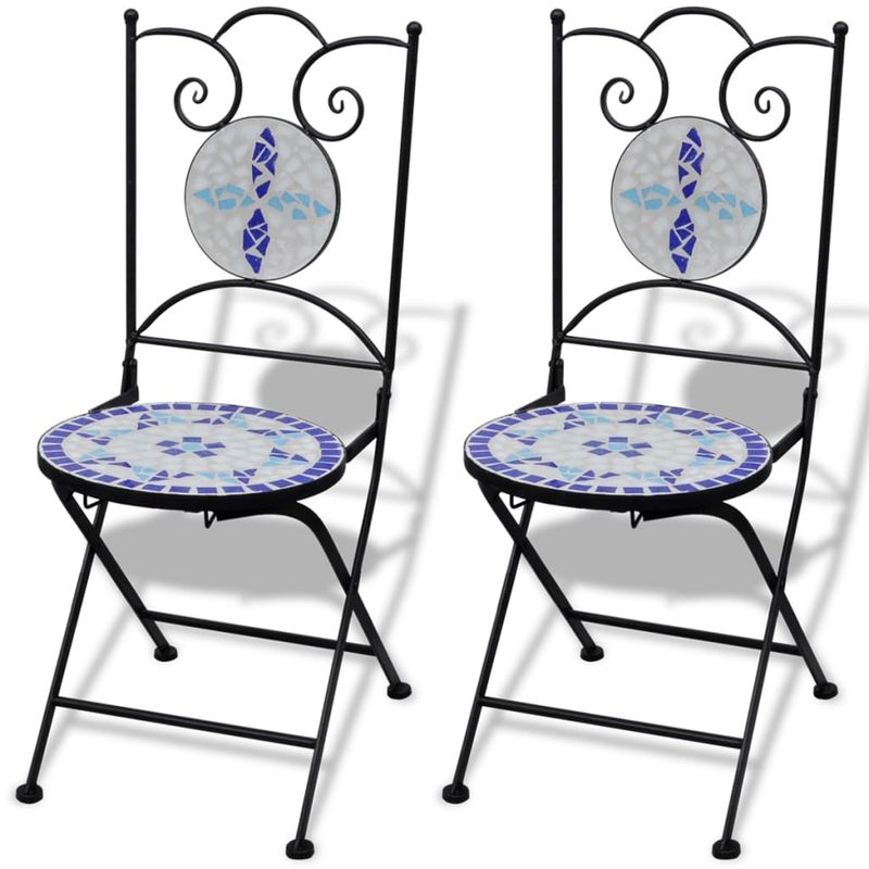 Casa si Gradina - Gradina si terasa - Mobilier exterior - Seturi mobila gradina - Set mobilier bistro, 3 piese, albastru/alb, placi ceramice - Infinity.ro