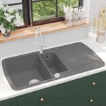 Casa si Gradina - Sanitare - Chiuveta bucatarie si accesorii - Chiuvete bucatarie - Chiuveta de bucatarie din granit cu doua cuve, gri - Infinity.ro
