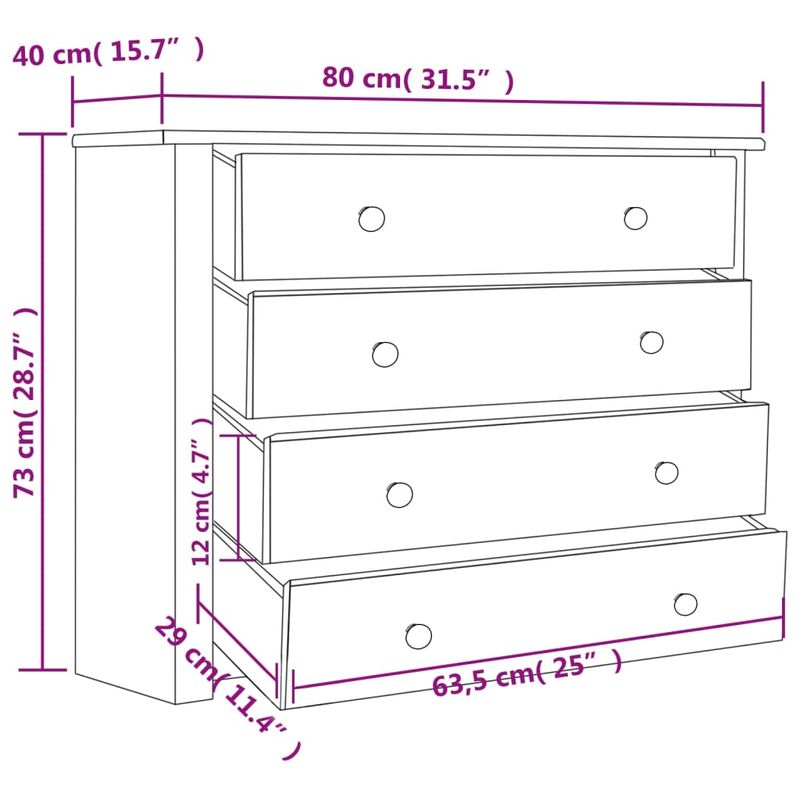 Casa si Gradina - Mobilier - Comode si corpuri - Comode - Dulap lateral, 80 x 40 x 73 cm, gama pin de Panama - Infinity.ro