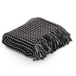 Casa si Gradina - Textile si covoare - Pături și cuverturi - Pături - Patura decorativa model spic, bumbac, 125 x 150 cm, negru - Infinity.ro