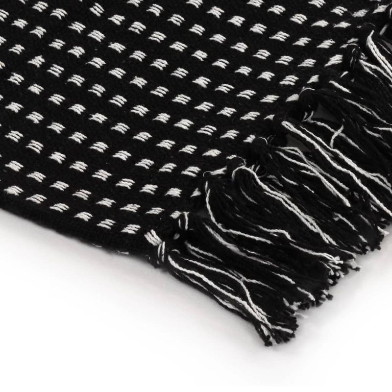 Casa si Gradina - Textile si covoare - Pături și cuverturi - Pături - Patura decorativa model spic, bumbac, 125 x 150 cm, negru - Infinity.ro