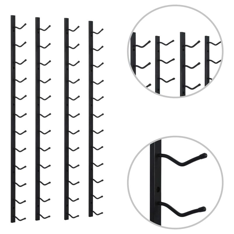 Casa si Gradina - Bucatarie si vesela - Accesorii bar - Suporturi bauturi - Suport sticle de vin montat pe perete, 12 sticle, 2 buc, negru, fier - Infinity.ro