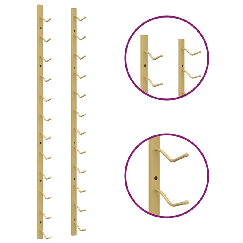 Casa si Gradina - Bucatarie si vesela - Accesorii bar - Suporturi bauturi - Suport sticle de vin montat pe perete, de perete, 12 sticle, auriu, fier - Infinity.ro