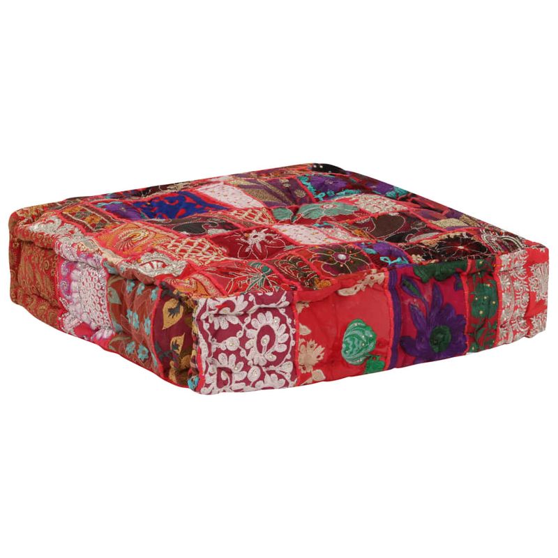 Casa si Gradina - Mobilier - Scaune si fotolii - Fotolii - Fotoliu puf petice, rosu, 50x50x12 cm, bumbac, patrat, manual - Infinity.ro