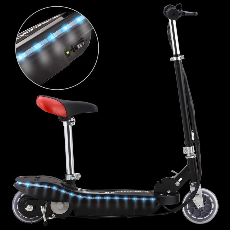 Sport si Outdoor - Role, trotinete si skateboard - Trotinete electrice - Trotineta electrica cu sa si LED-uri, negru, 120 W - Infinity.ro