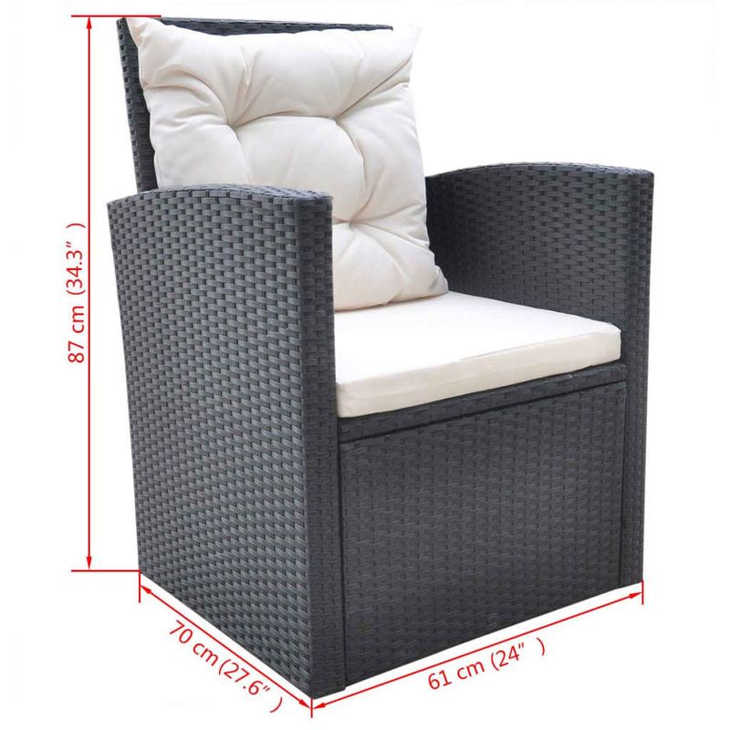 Casa si Gradina - Gradina si terasa - Mobilier exterior - Seturi mobila gradina - Set mobilier de exterior cu perne, 6 piese, negru, poliratan - Infinity.ro