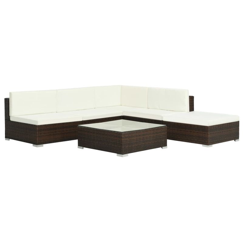 Casa si Gradina - Gradina si terasa - Mobilier exterior - Seturi mobila gradina - Set mobilier de gradina cu perne, 6 piese, maro, poliratan - Infinity.ro