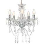 Casa si Gradina - Corpuri si surse de iluminat - Veioze si lampi - Lampi de veghe - Candelabru cu margele de cristal, argintiu, rotund, 5 x E14 - Infinity.ro