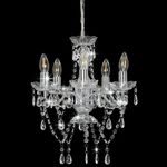 Casa si Gradina - Corpuri si surse de iluminat - Veioze si lampi - Lampi de veghe - Candelabru cu margele de cristal, argintiu, rotund, 5 x E14 - Infinity.ro