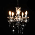 Casa si Gradina - Corpuri si surse de iluminat - Veioze si lampi - Lampi de veghe - Candelabru cu margele de cristal, argintiu, rotund, 5 x E14 - Infinity.ro