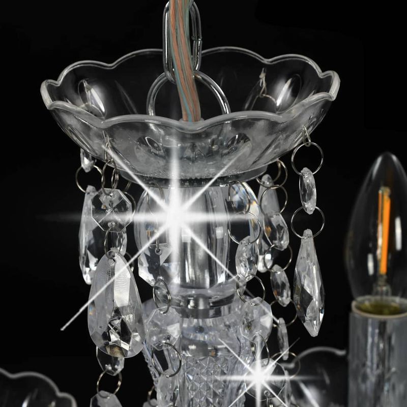 Casa si Gradina - Corpuri si surse de iluminat - Veioze si lampi - Lampi de veghe - Candelabru cu margele de cristal, argintiu, rotund, 5 x E14 - Infinity.ro