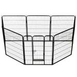 Petshop - Accesorii petshop - Culcusuri si custi - Custi interior si exterior - Tarc pentru caini, 8 panouri, otel, 80 x 100 cm, negru - Infinity.ro