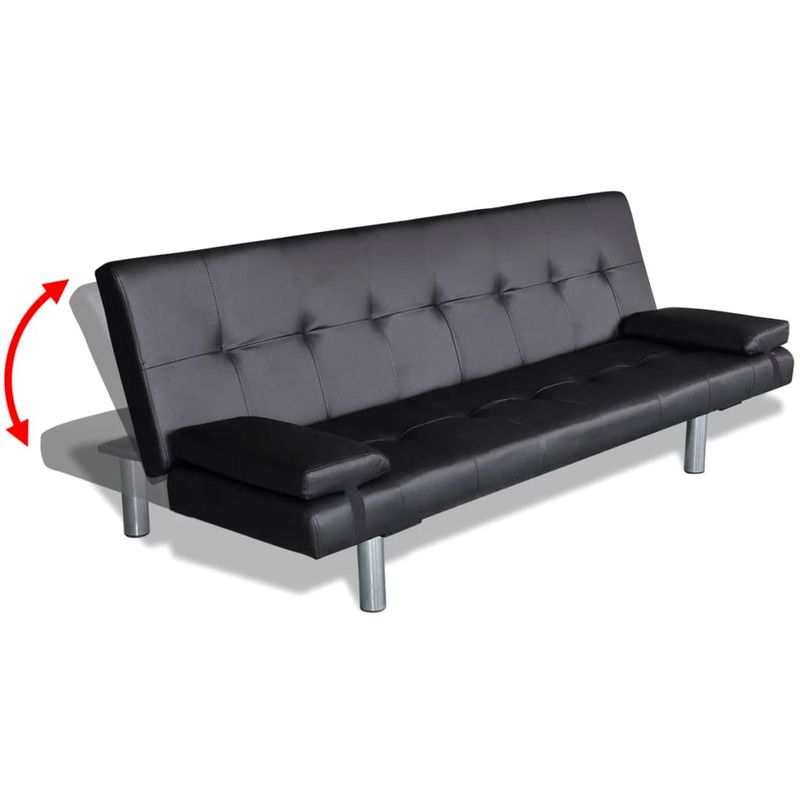 Casa si Gradina - Mobilier - Canapele si coltare - Canapele - Canapea extensibila 2 perne, piele artificiala, reglabila negru - Infinity.ro
