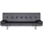 Casa si Gradina - Mobilier - Canapele si coltare - Canapele - Canapea extensibila 2 perne, piele artificiala, reglabila negru - Infinity.ro