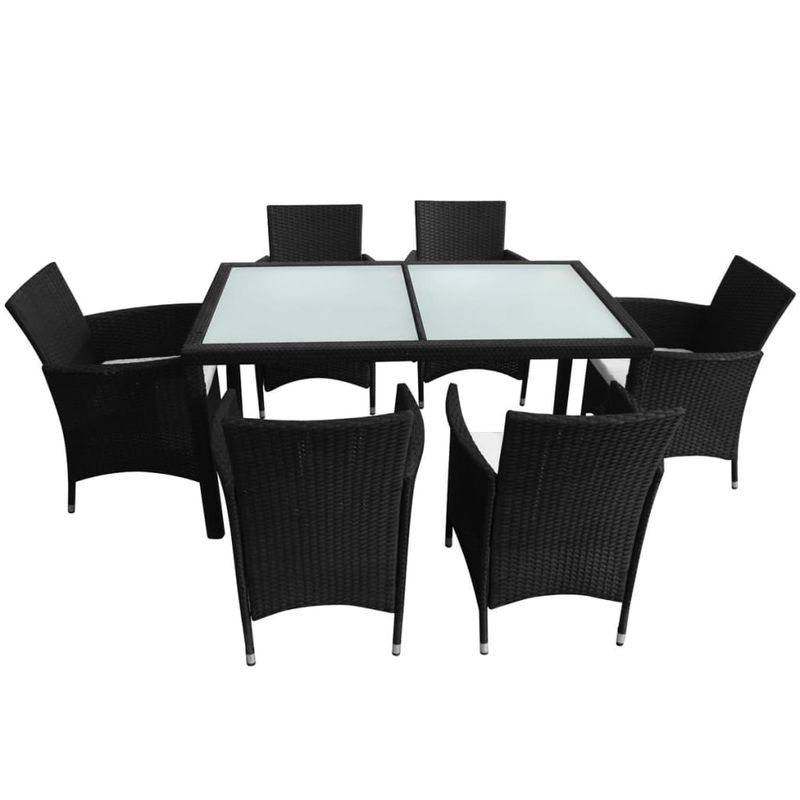 Casa si Gradina - Gradina si terasa - Mobilier exterior - Seturi mobila gradina - Set mobilier de exterior cu perne, 7 piese, negru, poliratan - Infinity.ro