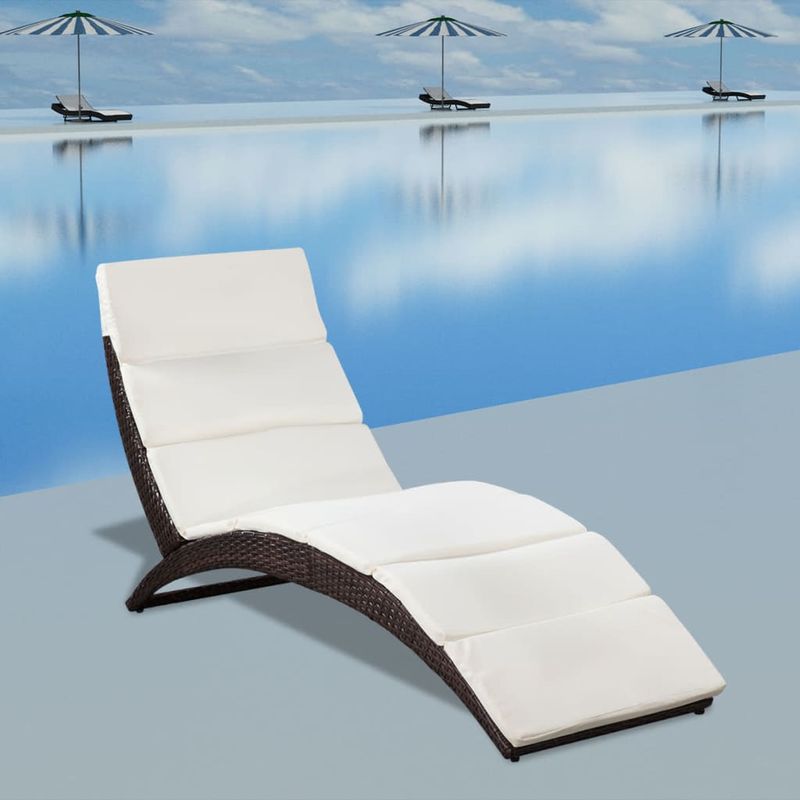 Casa si Gradina - Gradina si terasa - Mobilier exterior - Scaune si sezlonguri gradina - Sezlong pliabil din poliratan cu saltea, maro - Infinity.ro