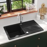 Casa si Gradina - Sanitare - Chiuveta bucatarie si accesorii - Chiuvete bucatarie - Chiuveta bucatarie granit, bazin unic cu scurgere reversibila, negru - Infinity.ro