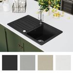 Casa si Gradina - Sanitare - Chiuveta bucatarie si accesorii - Chiuvete bucatarie - Chiuveta bucatarie granit, bazin unic cu scurgere reversibila, negru - Infinity.ro