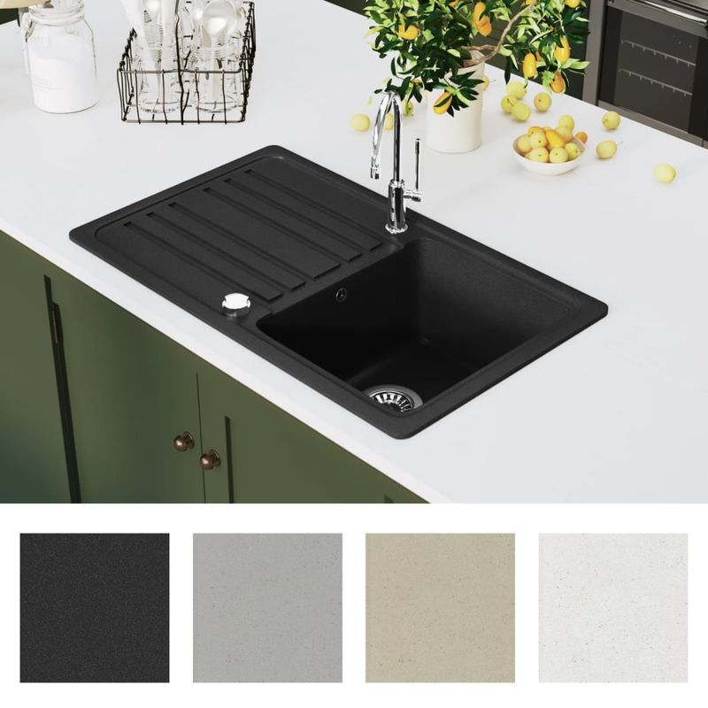 Casa si Gradina - Sanitare - Chiuveta bucatarie si accesorii - Chiuvete bucatarie - Chiuveta bucatarie granit, bazin unic cu scurgere reversibila, negru - Infinity.ro