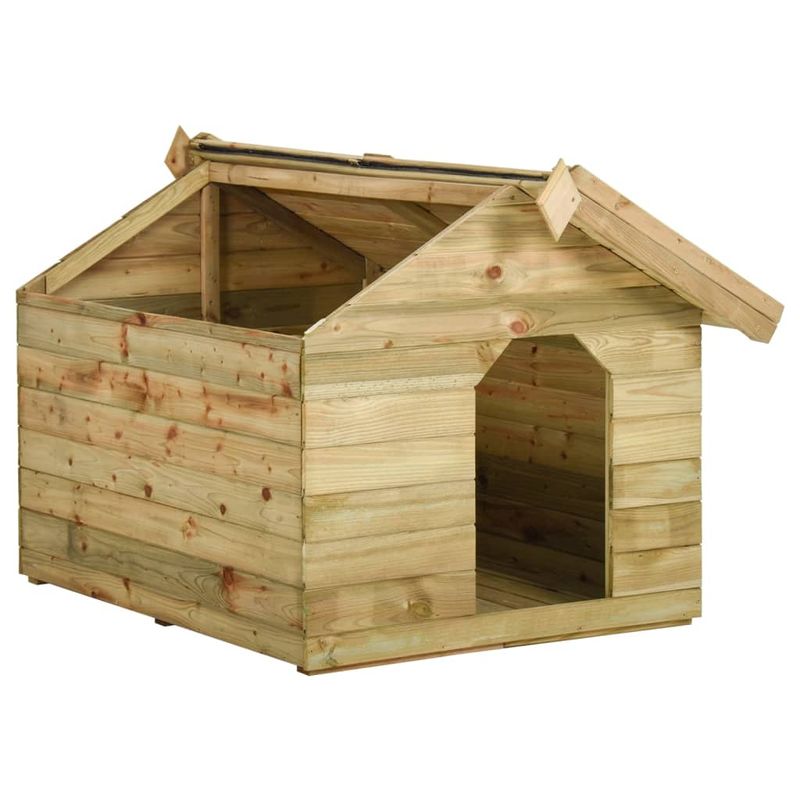Petshop - Accesorii petshop - Culcusuri si custi - Custi interior si exterior - Cusca de caine gradina, acoperis detasabil, lemn de pin tratat, mărime 105x123x90 cm - Infinity.ro