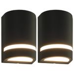 Casa si Gradina - Corpuri si surse de iluminat - Iluminat exterior - Felinare - Lampi de perete pentru exterior 2 buc. negru 35 W semirotund, mărime 75x95x150 mm - Infinity.ro