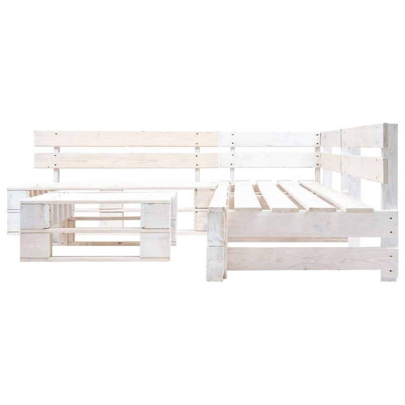 Casa si Gradina - Gradina si terasa - Mobilier exterior - Seturi mobila gradina - Set mobilier de gradina din paleti, 4 piese, alb, lemn - Infinity.ro