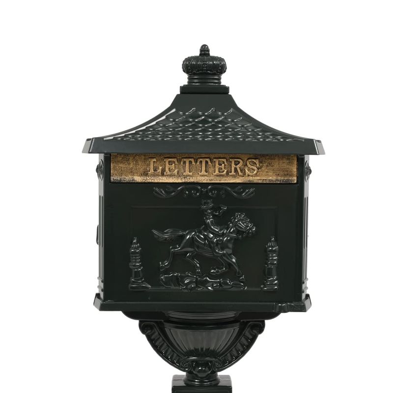 Casa si Gradina - Constructii - Depozitare, transport si protectie - Cutii postale - Cutie postala cu picior, aluminiu, vintage, inoxidabil, verde - Infinity.ro