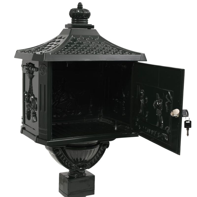 Casa si Gradina - Constructii - Depozitare, transport si protectie - Cutii postale - Cutie postala cu picior, aluminiu, vintage, inoxidabil, verde - Infinity.ro