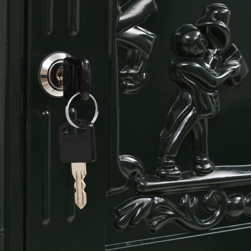 Casa si Gradina - Constructii - Depozitare, transport si protectie - Cutii postale - Cutie postala cu picior, aluminiu, vintage, inoxidabil, verde - Infinity.ro