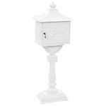 Casa si Gradina - Constructii - Depozitare, transport si protectie - Cutii postale - Cutie postala cu picior, aluminiu, vintage, inoxidabila, alb - Infinity.ro