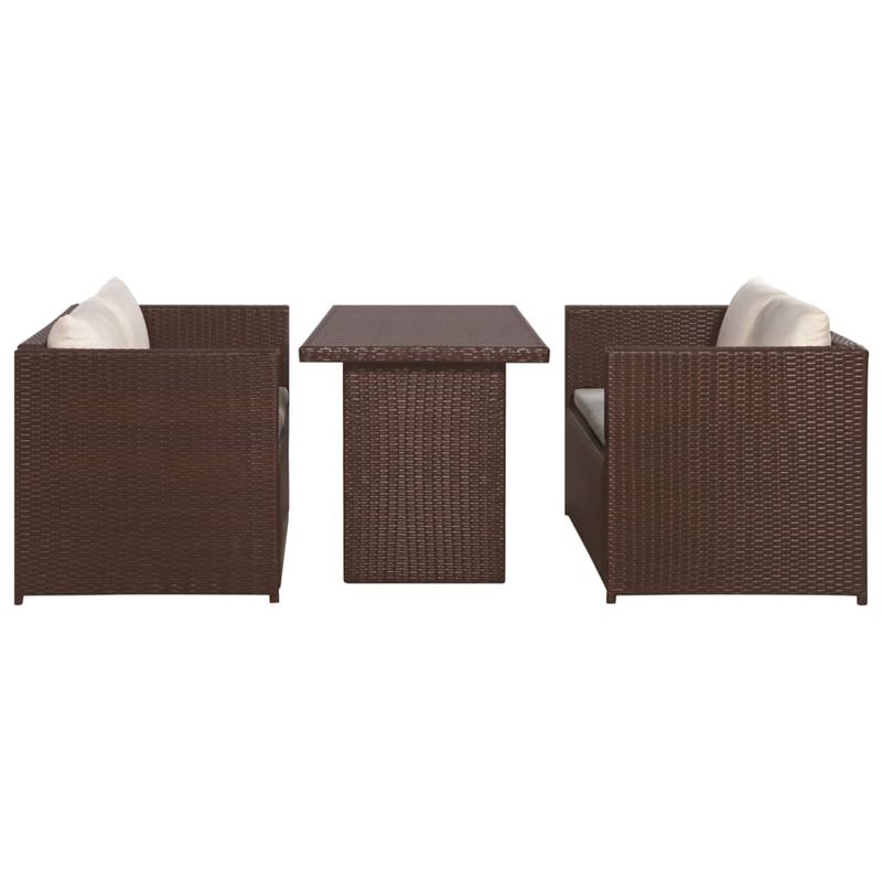 Casa si Gradina - Gradina si terasa - Mobilier exterior - Seturi mobila gradina - Set mobilier de gradina cu perne, 3 piese, maro, poliratan - Infinity.ro