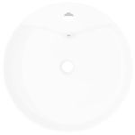 Casa si Gradina - Sanitare - Lavoar baie si accesorii - Lavoare si piedestale - Chiuveta de baie din ceramica, orificiu robinet/preaplin, rotund, alb - Infinity.ro