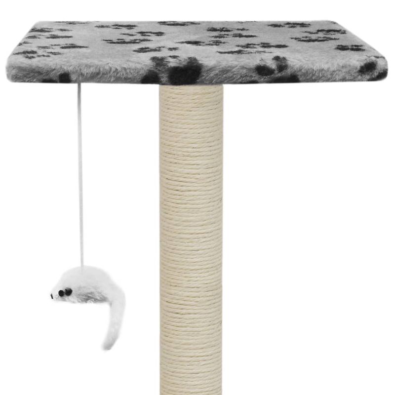 Petshop - Accesorii petshop - Jucarii animale - Ansambluri de joaca - Ansamblu pentru pisici cu stalpi din funie de sisal, stalpi funie sisal, 95 cm imprimeu labute Gri - Infinity.ro