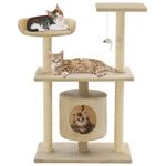 Petshop - Accesorii petshop - Jucarii animale - Ansambluri de joaca - Ansamblu pentru pisici cu stalpi din funie de sisal, 95 cm Bej - Infinity.ro