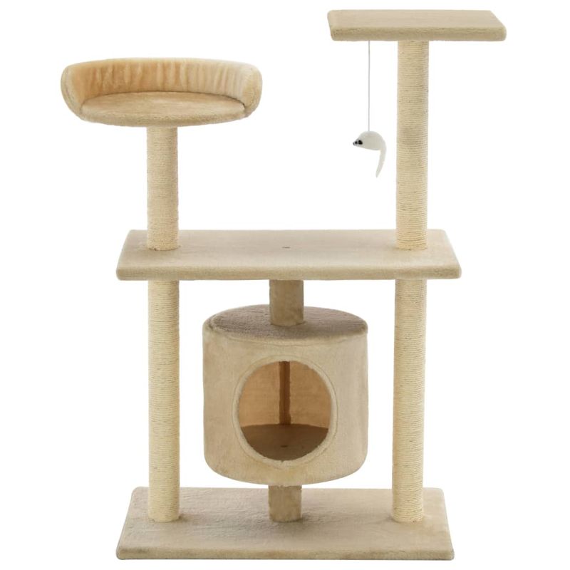Petshop - Accesorii petshop - Jucarii animale - Ansambluri de joaca - Ansamblu pentru pisici cu stalpi din funie de sisal, 95 cm Bej - Infinity.ro