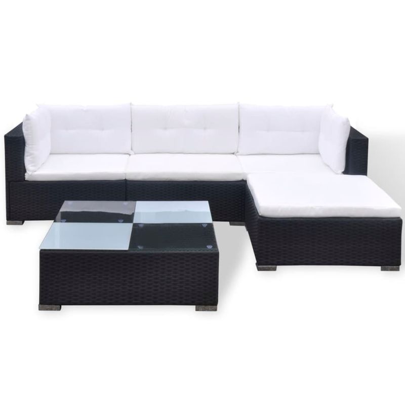 Casa si Gradina/Gradina si terasa/Mobilier exterior/Seturi mobila gradina - Set mobilier de gradina cu perne, 5 piese, negru, poliratan - Infinity.ro