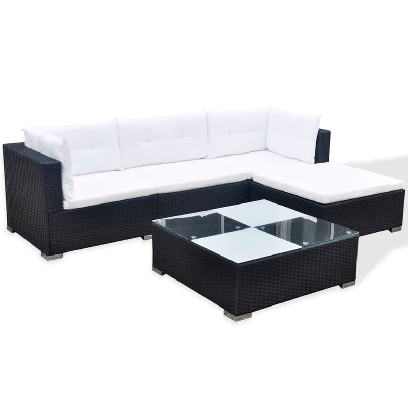 Casa si Gradina/Gradina si terasa/Mobilier exterior/Seturi mobila gradina - Set mobilier de gradina cu perne, 5 piese, negru, poliratan - Infinity.ro